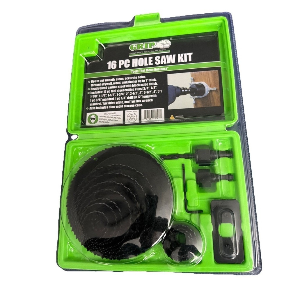 Grand Rapids Industrial Products‎ 16-Piece Hole Saw Kit - Grip Tools 42047